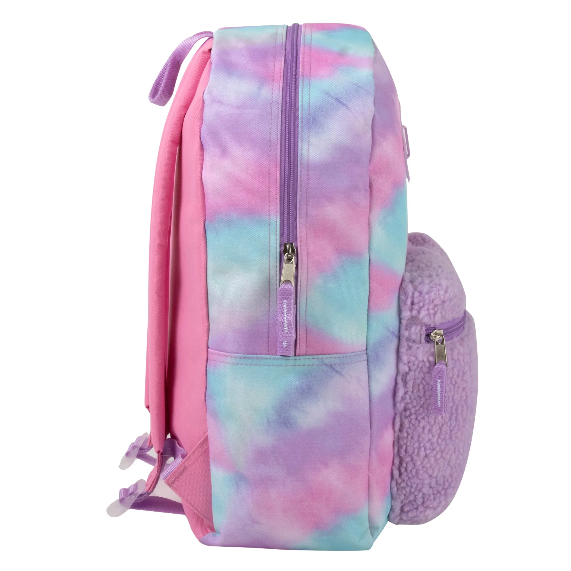 17 Inch Printed Backpack with Matching Pencil Case & Lunch Bag - Purple Tie Dye