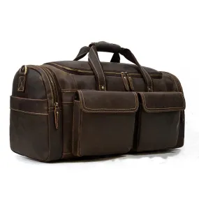 22" Large Size Travel Bag Personalized Leather Duffel Bag Weekend Bag