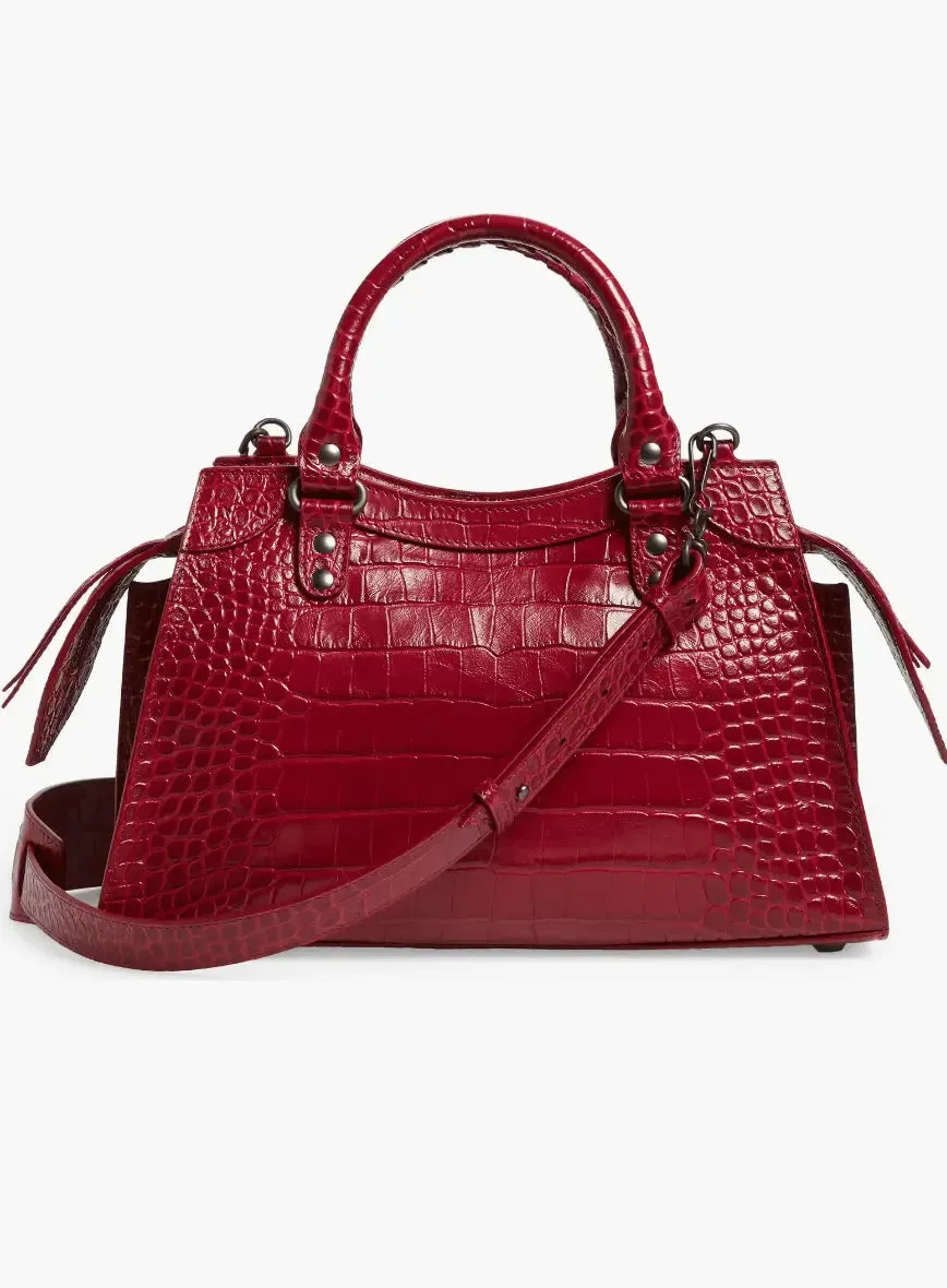 Balenciaga Neo Classic City Croc Embossed Leather Bag