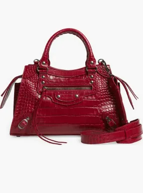 Balenciaga Neo Classic City Croc Embossed Leather Bag