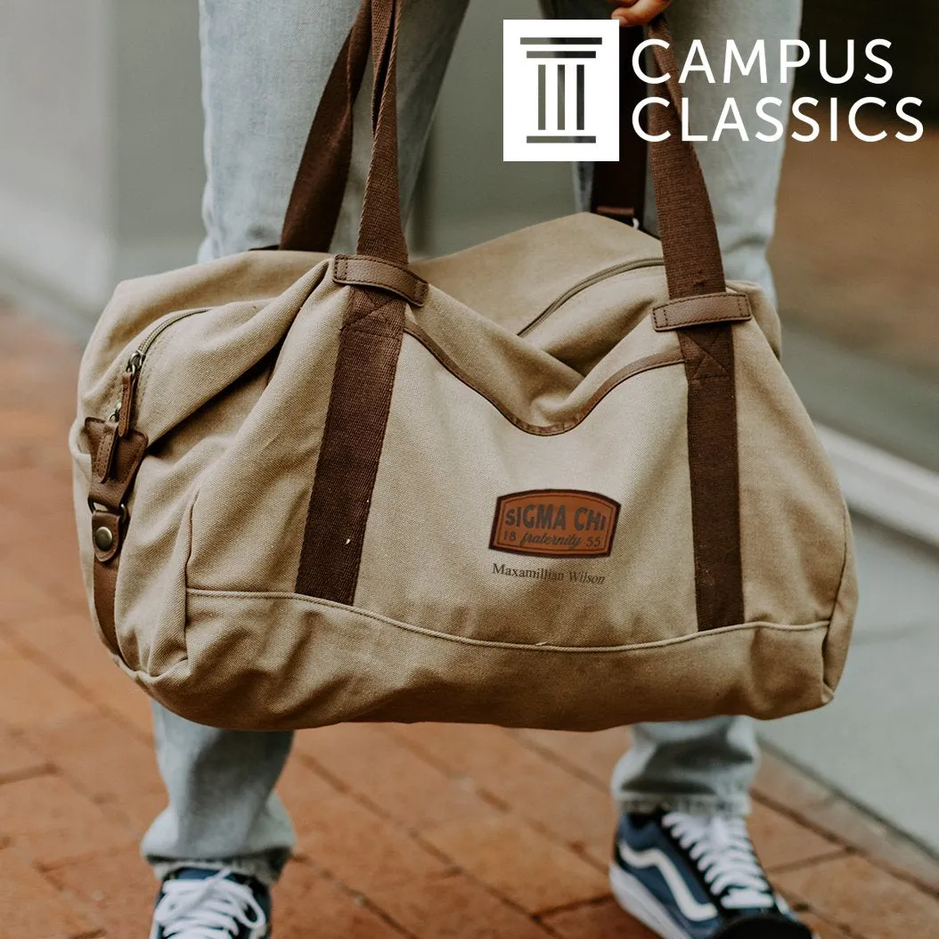 Beta Khaki Canvas Duffel With Leather Patch