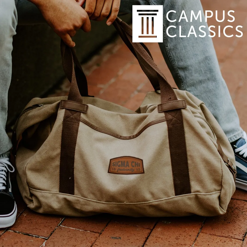 Beta Khaki Canvas Duffel With Leather Patch