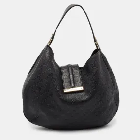 Black Guccissima Leather Large New Ladies Web Hobo