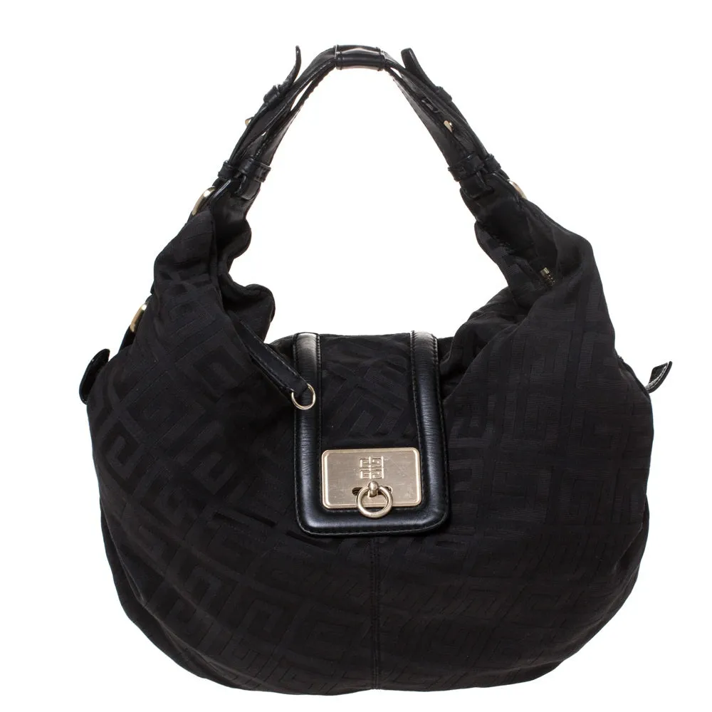 Black Monogram Canvas Flap Hobo