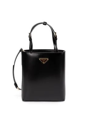 Brushed Leather Tote Bag Nero