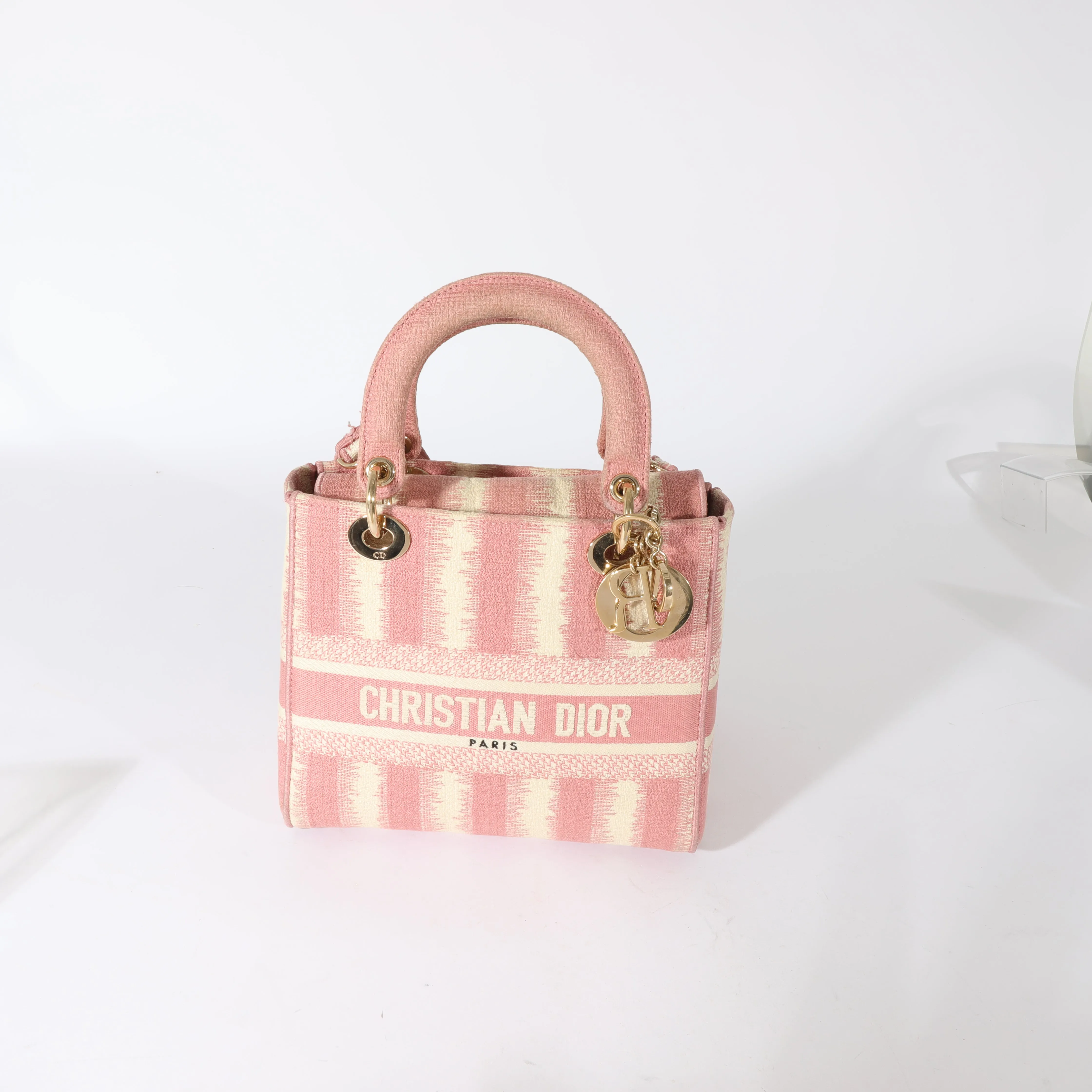 CHRISTIAN DIOR Pink Canvas Medium D-Stripes Lady D-Lite