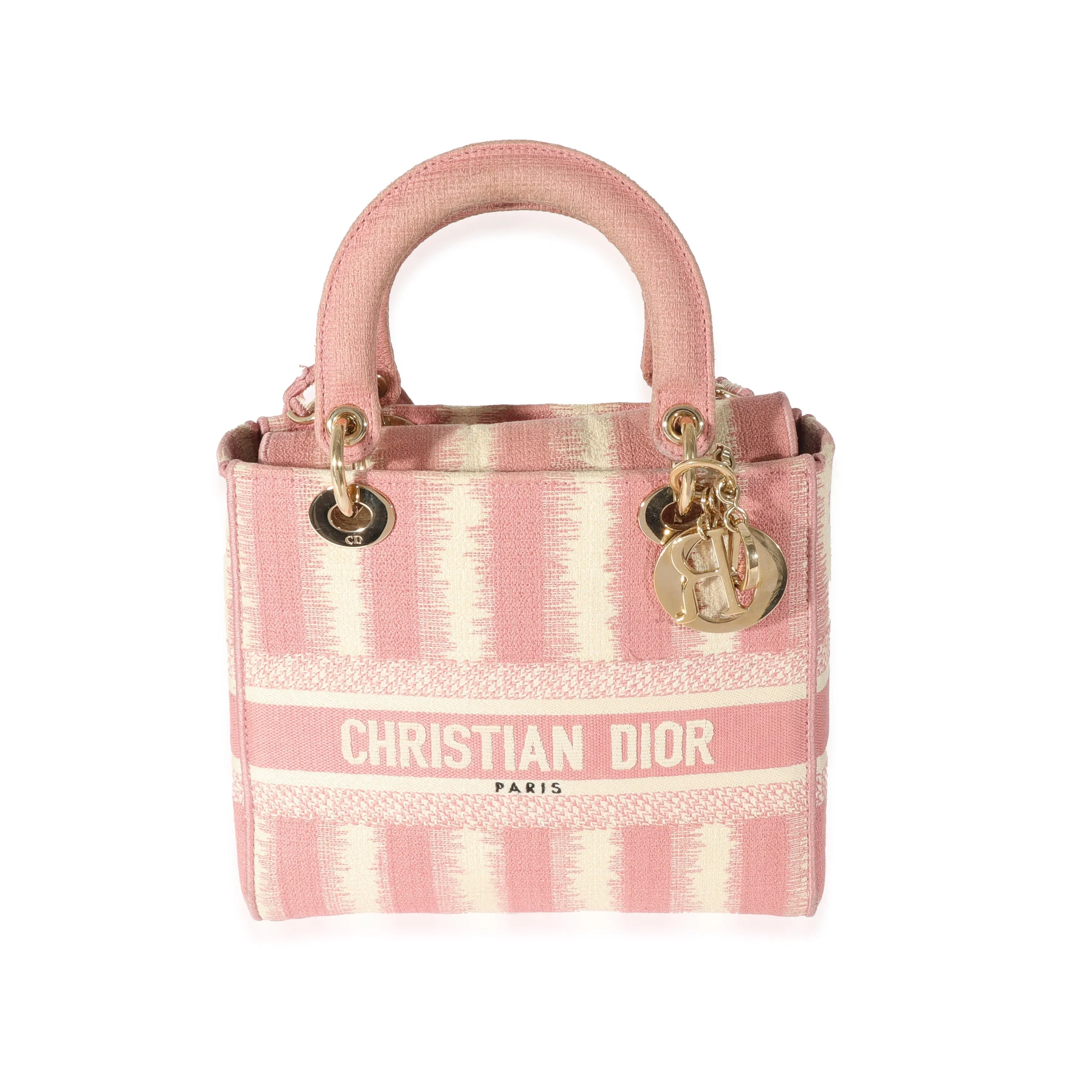 CHRISTIAN DIOR Pink Canvas Medium D-Stripes Lady D-Lite