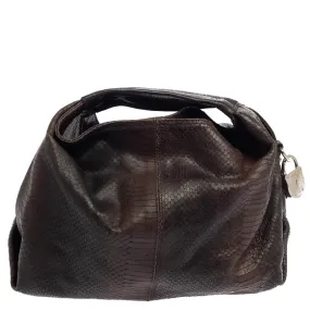 Dark Brown Python Embossed Leather Elisabeth Hobo