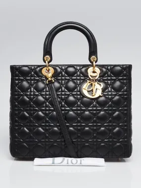 Dior Quilted Cannage Lambskin Leather Large Lady Dior Bag