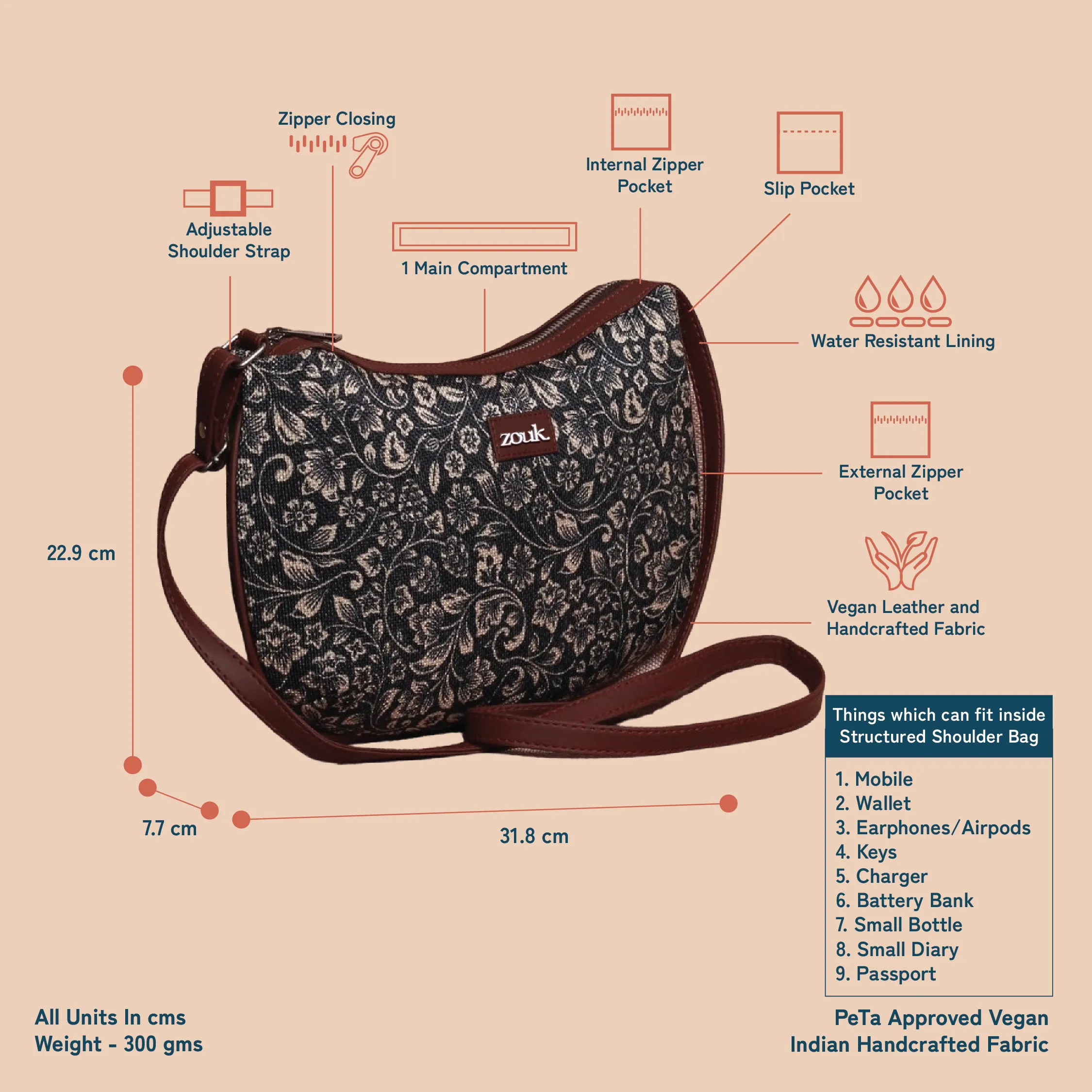 FloMotif Structured Shoulder Bag