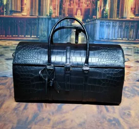 Genuine Crocodile Leather Extra Large Holdall Overnight Weekend Travel Duffel Luggage Bag