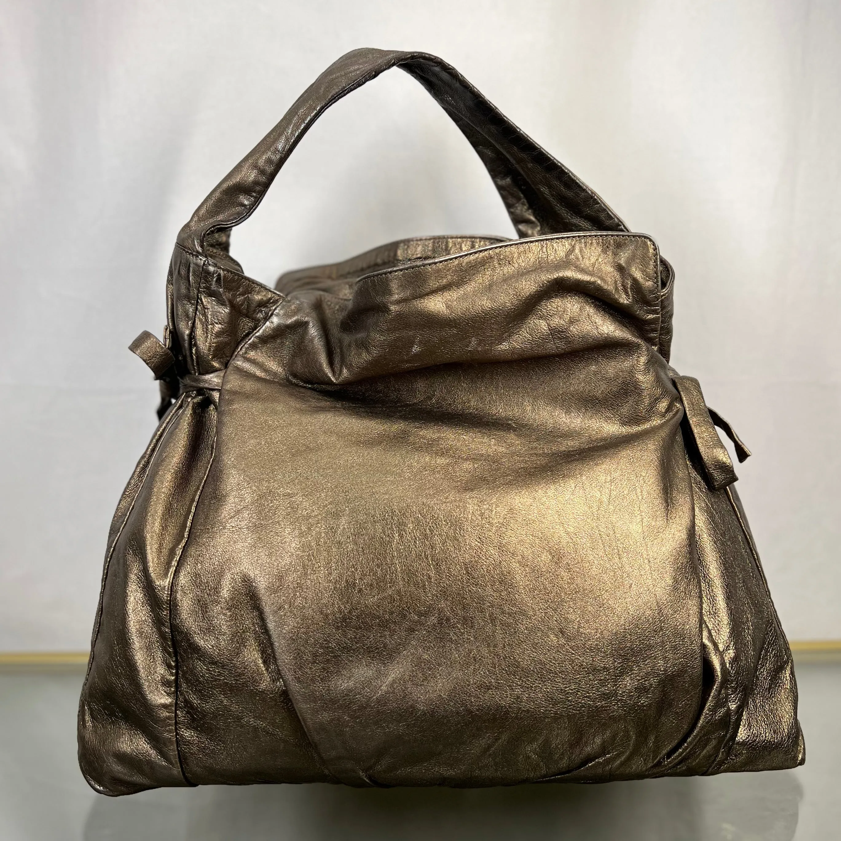 GUCCI Hysteria Metallic Gold Leather Hobo Bag