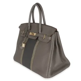 Hermes Étain Clemence Graphite Gris Fonce Lizard Club Birkin 35