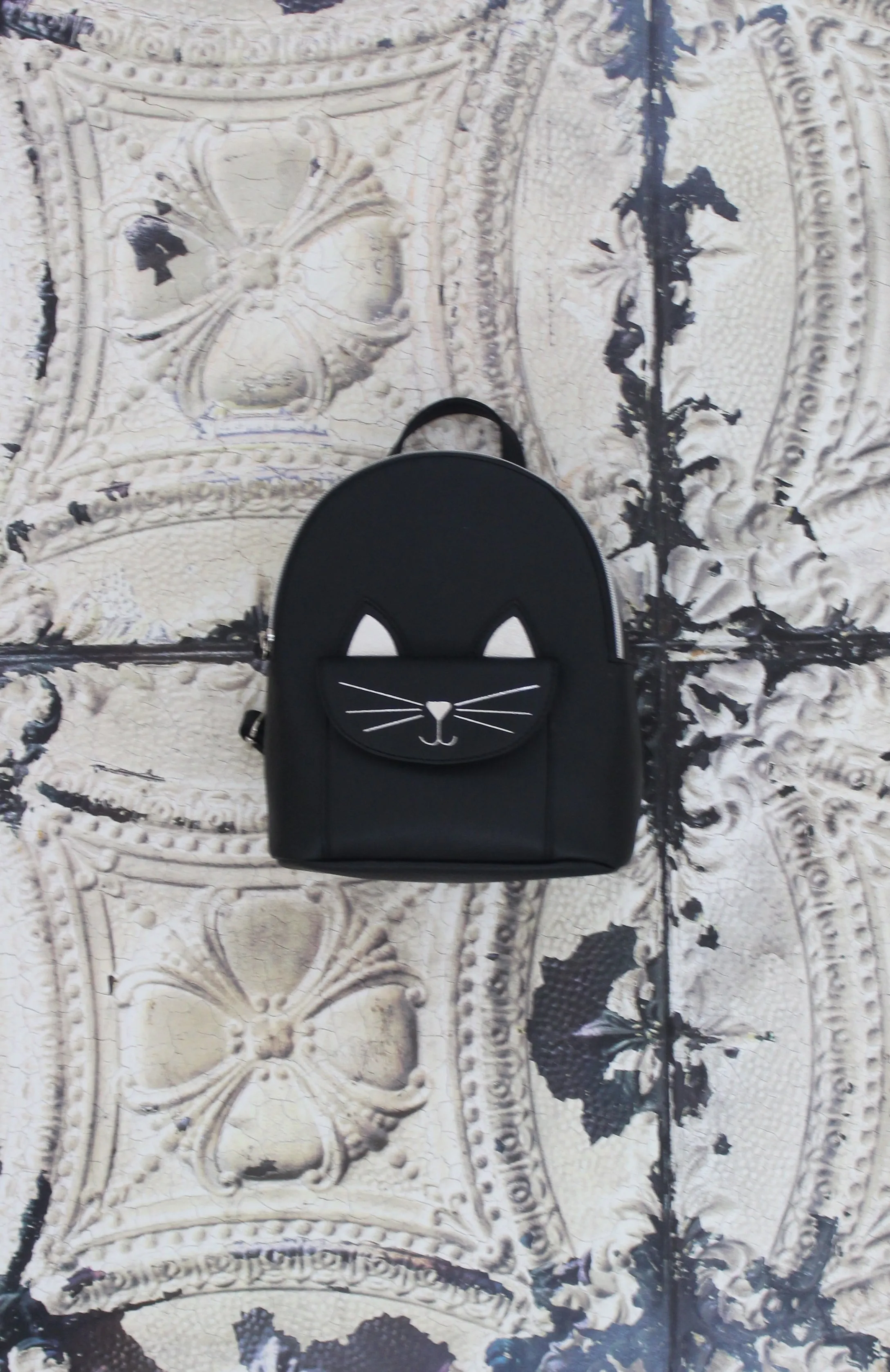 Kitty Pocket Backpack in Black