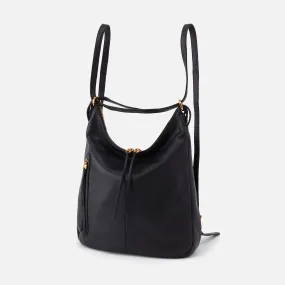 Merrin Convertible Backpack In Pebbled Leather - Black