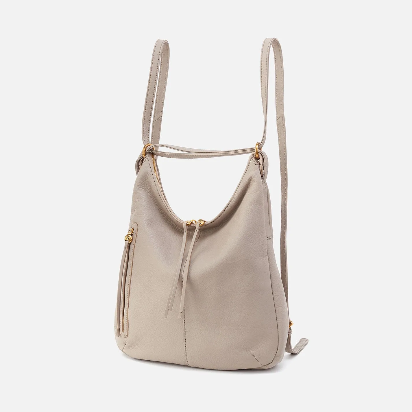 Merrin Convertible Backpack In Pebbled Leather - Taupe