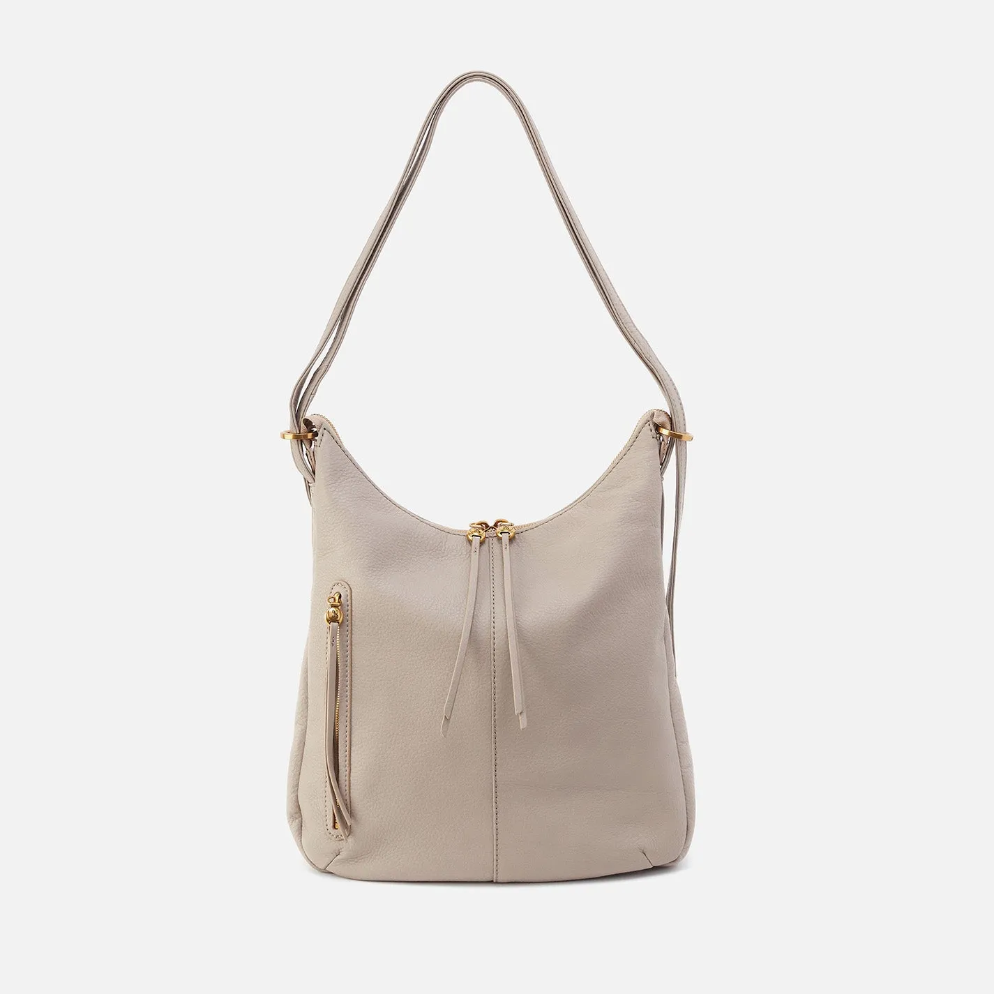 Merrin Convertible Backpack In Pebbled Leather - Taupe