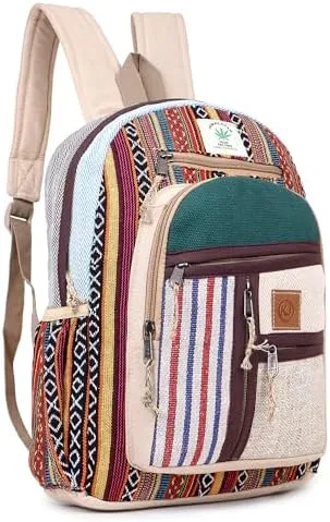 Natural Handmade Large Multi Pocket Hemp Backpack