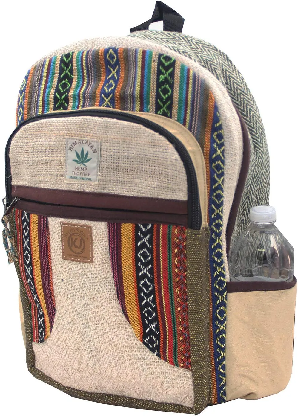 Natural Handmade Large Multi Pocket Hemp Backpack