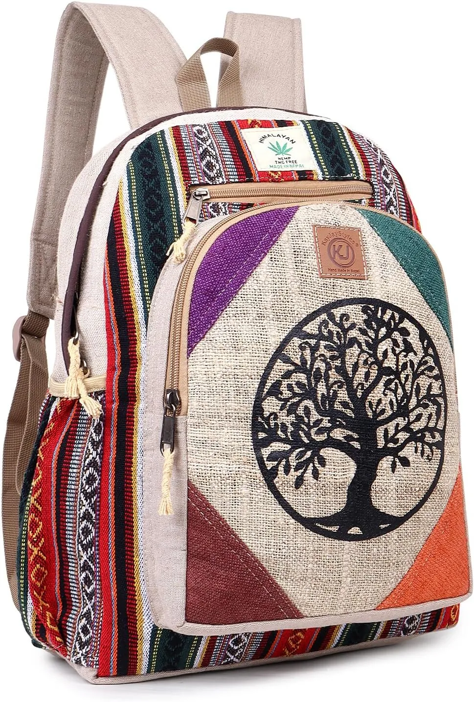 Natural Handmade Large Multi Pocket Hemp Backpack