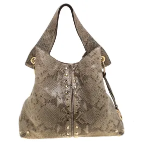 Olive Green Python Embossed Leather Astor Hobo