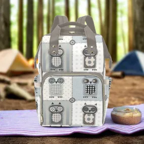 Patchwork Owls Blank Multi-Function Backpack Diaper Bag