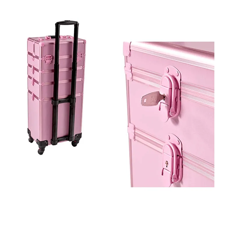 Portable Rolling Train Case with nail polish holder W3474