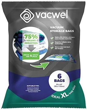 Vacwel Jumbo Vacuum Bags Spacesaving Storage Clothes Quilts Pillows Transparent