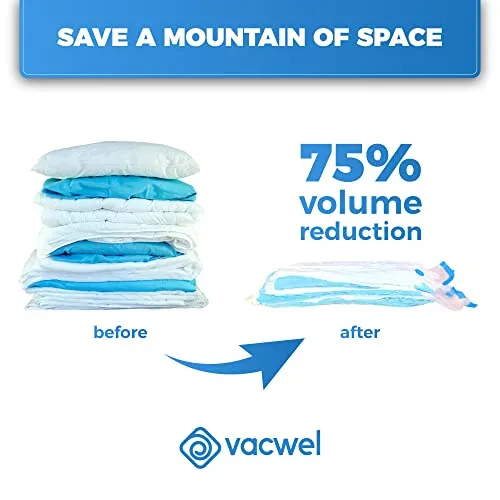 Vacwel Jumbo Vacuum Bags Spacesaving Storage Clothes Quilts Pillows Transparent